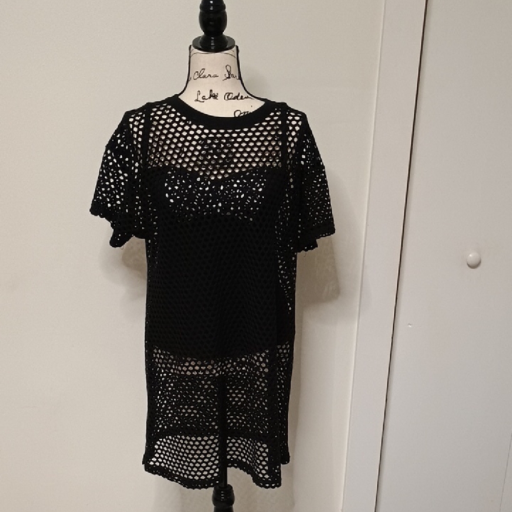 Hot Topic Black Mesh Cover-Up Top